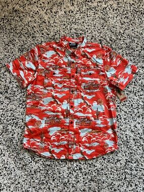 Off The Grid Ripstop Lightning Bolt Shirt Orange Jeep Print Back Stash Pocket XL
